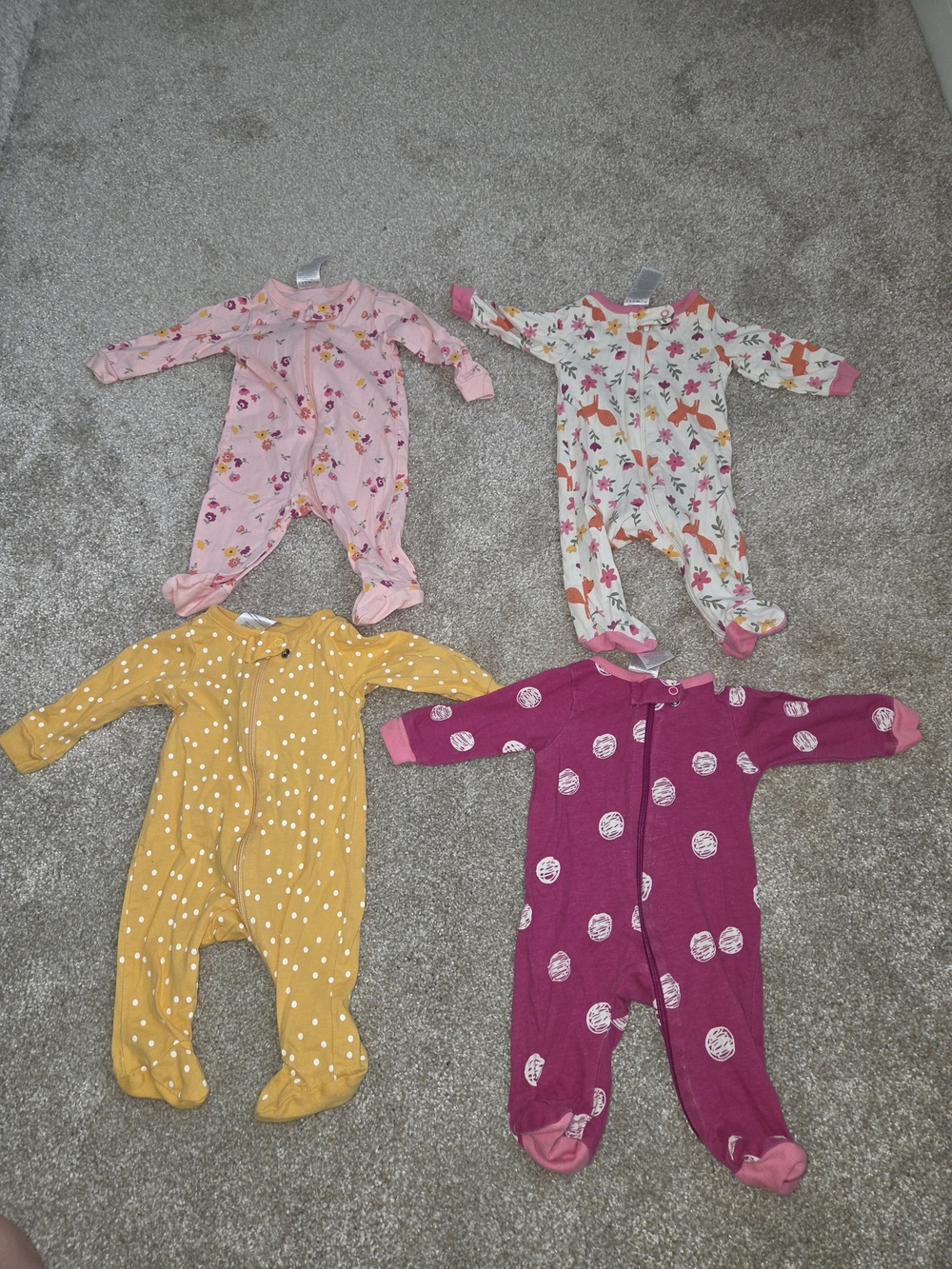 Bundle Of 4, "Onsies Brand" Size Newborn 100% Cotton